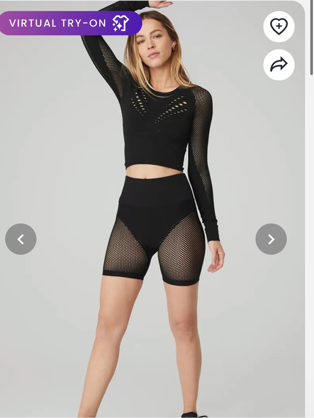 Set!(2)Alo Seamless Open Air Long Sleeve XS & Seamless HighWaist Short XXS Black - Picture 11 of 11